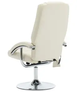 vidaXL Massage Recliner with Footstool Cream White Faux Leather