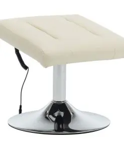 vidaXL Massage Recliner with Footstool Cream White Faux Leather