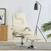 vidaXL Massage Recliner with Footstool Cream White Faux Leather