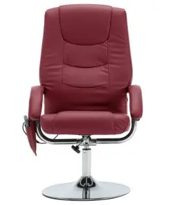 vidaXL Massage Recliner with Footstool Wine Red Faux Leather