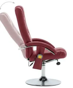 vidaXL Massage Recliner with Footstool Wine Red Faux Leather