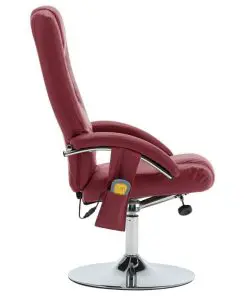 vidaXL Massage Recliner with Footstool Wine Red Faux Leather