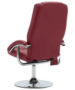 vidaXL Massage Recliner with Footstool Wine Red Faux Leather