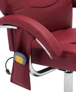 vidaXL Massage Recliner with Footstool Wine Red Faux Leather