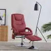 vidaXL Massage Recliner with Footstool Wine Red Faux Leather