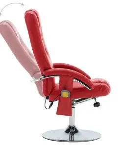 vidaXL Massage Recliner with Footstool Red Faux Leather