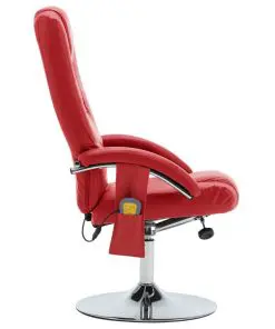 vidaXL Massage Recliner with Footstool Red Faux Leather