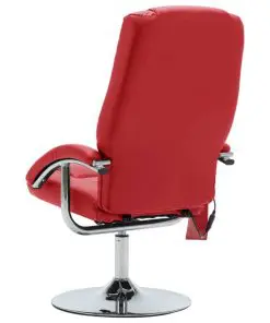 vidaXL Massage Recliner with Footstool Red Faux Leather