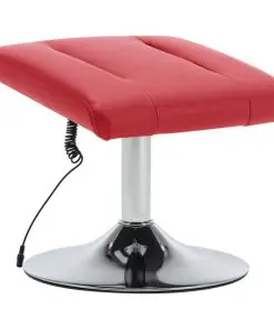 vidaXL Massage Recliner with Footstool Red Faux Leather