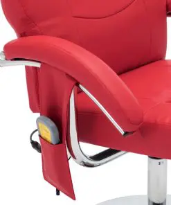 vidaXL Massage Recliner with Footstool Red Faux Leather