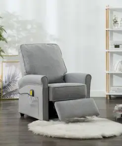 vidaXL Massage Recliner Light Grey Fabric