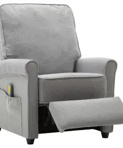 vidaXL Massage Recliner Light Grey Fabric