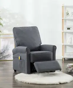 vidaXL Massage Recliner Dark Grey Fabric