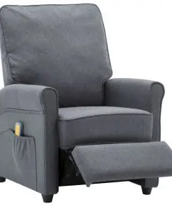vidaXL Massage Recliner Dark Grey Fabric