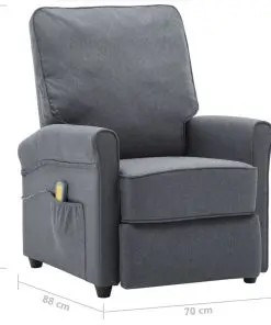 vidaXL Massage Recliner Dark Grey Fabric