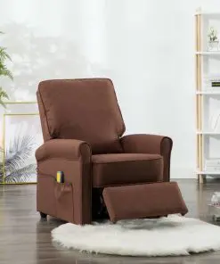 vidaXL Massage Recliner Brown Fabric