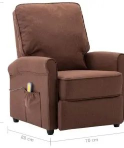 vidaXL Massage Recliner Brown Fabric
