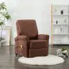 vidaXL Massage Recliner Brown Fabric