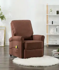 vidaXL Massage Recliner Brown Fabric