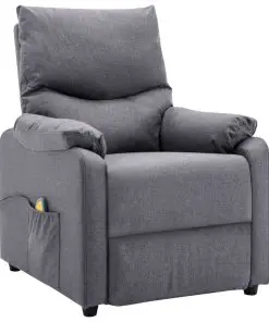 vidaXL TV Massage Recliner Light Grey Fabric