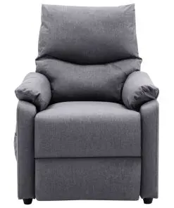 vidaXL TV Massage Recliner Light Grey Fabric