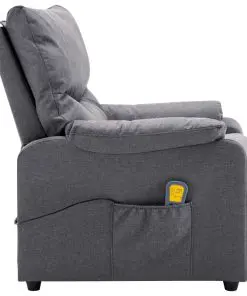 vidaXL TV Massage Recliner Light Grey Fabric