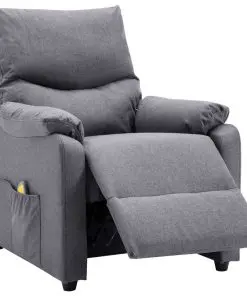 vidaXL TV Massage Recliner Light Grey Fabric