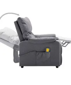 vidaXL TV Massage Recliner Light Grey Fabric