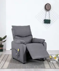 vidaXL TV Massage Recliner Light Grey Fabric