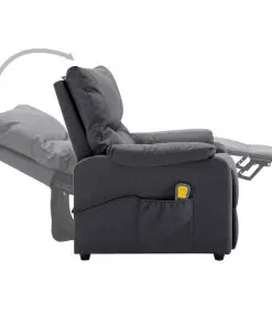vidaXL TV Massage Recliner Dark Grey Fabric