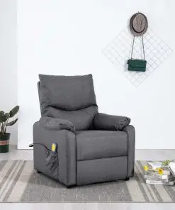 vidaXL TV Massage Recliner Dark Grey Fabric