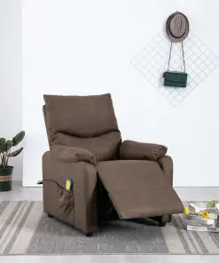 vidaXL TV Massage Recliner Brown Fabric