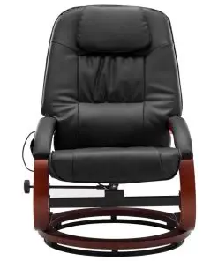 vidaXL Massage Recliner with Footstool Black Faux Leather