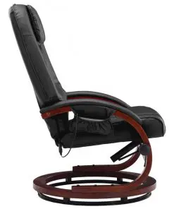vidaXL Massage Recliner with Footstool Black Faux Leather