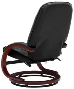 vidaXL Massage Recliner with Footstool Black Faux Leather
