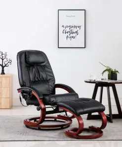 vidaXL Massage Recliner with Footstool Black Faux Leather