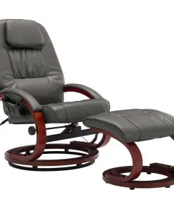 vidaXL Massage Recliner with Footstool Grey Faux Leather