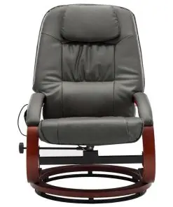 vidaXL Massage Recliner with Footstool Grey Faux Leather