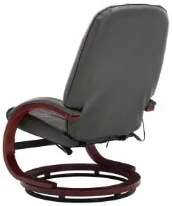 vidaXL Massage Recliner with Footstool Grey Faux Leather