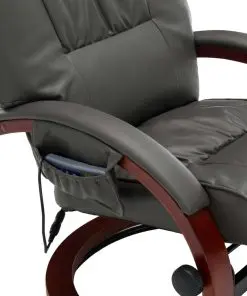 vidaXL Massage Recliner with Footstool Grey Faux Leather