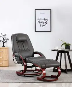 vidaXL Massage Recliner with Footstool Grey Faux Leather