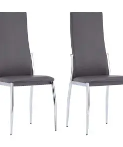 vidaXL Dining Chairs 2 pcs Grey Faux Leather