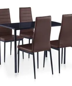 vidaXL Five Piece Dining Set Brown