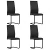 vidaXL Cantilever Dining Chairs 4 pcs Black Faux Leather