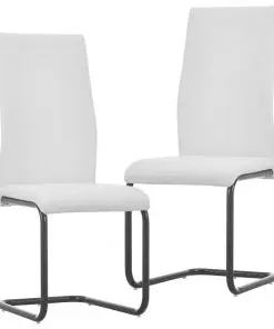 vidaXL Cantilever Dining Chairs 2 pcs White Faux Leather