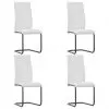 vidaXL Cantilever Dining Chairs 4 pcs White Faux Leather