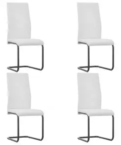 vidaXL Cantilever Dining Chairs 4 pcs White Faux Leather