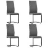vidaXL Cantilever Dining Chairs 4 pcs Grey Faux Leather