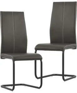 vidaXL Cantilever Dining Chairs 2 pcs Brown Faux Leather