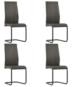 vidaXL Cantilever Dining Chairs 4 pcs Brown Faux Leather